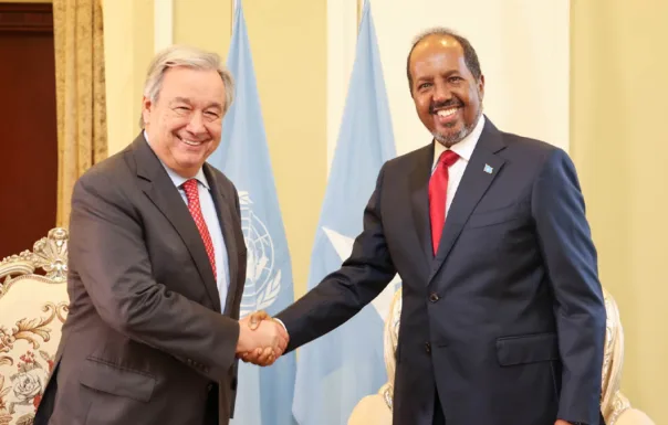 Muqdisho: Madaxweynaha Soomaaliya Xasan Sheekh oo kulan la qaatay Xoghayaha Guud ee QM António Guterres